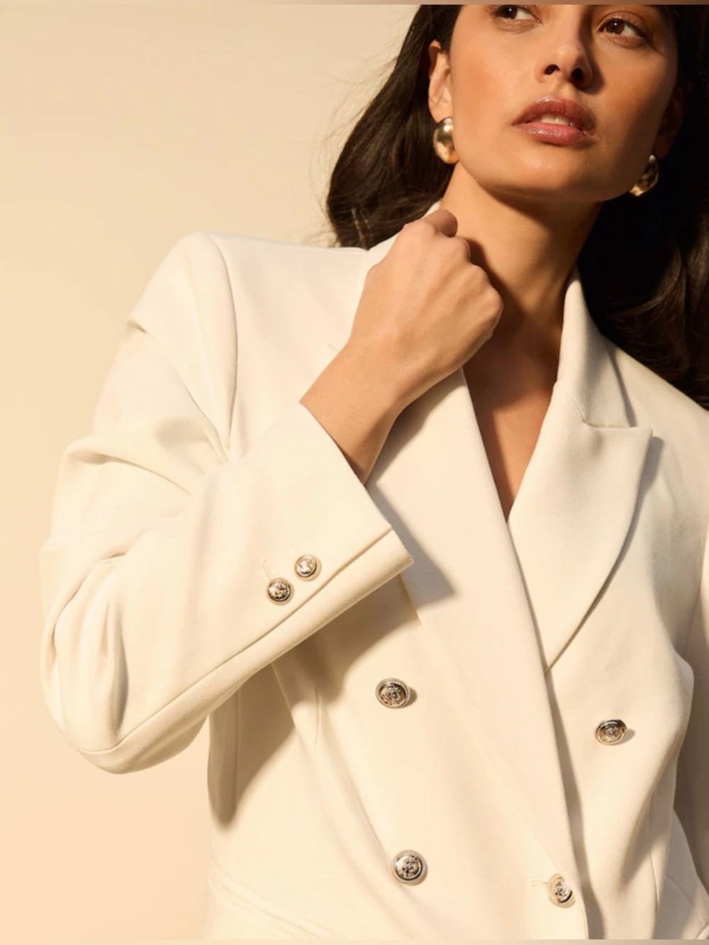 House of Harlow 1960 Double -Breasted Ivory Blazer